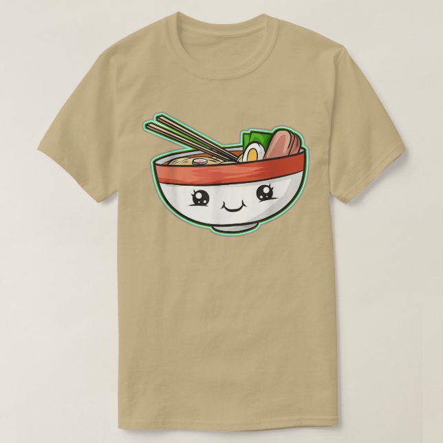 Camiseta Kawaii Bowl De Ramen Con Cara De Ramen Japonés (Diseño del anverso)