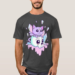 Camiseta Kawaii Brujería gato dulce Gótico pastel gatos ate