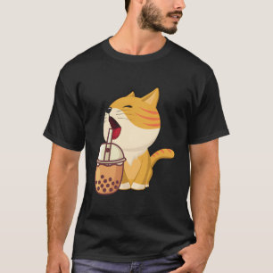 Camiseta Kawaii Bubble Tea Boba Leche Té Anime Gato Diverti