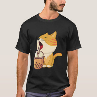 Camiseta Kawaii Bubble Tea Boba Leche Té Anime Gato Diverti