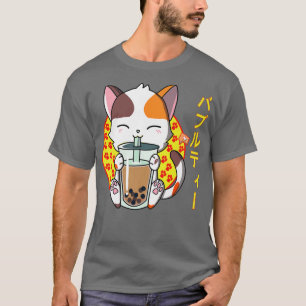 Camiseta Kawaii Bubble Tea Cute Anime Cat Japanese Neko Kit