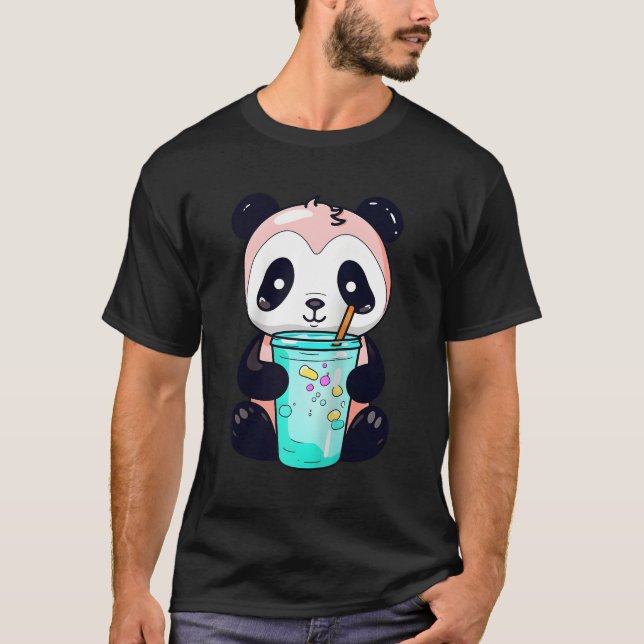 Camiseta Kawaii Bubble Tea Panda Boba-Tea Béisbol Japonés (Anverso)