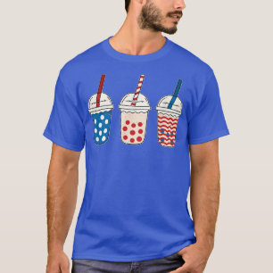 Camiseta Kawaii Bubble Tea Rojo Azul Blanco Bandera Norteam