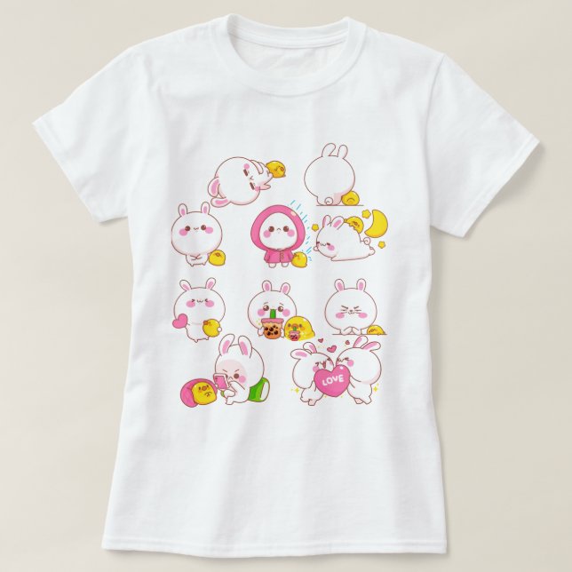 Camiseta Kawaii Bunnies T-Shirt (Diseño del anverso)