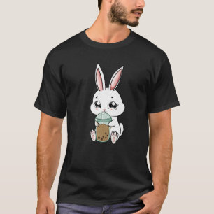 Camiseta Kawaii Bunny Sipping Boba Bubble Tea Cup Retro Vin