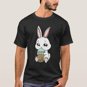 Camiseta Kawaii Bunny Sipping Boba Bubble Tea Cup Retro Vin