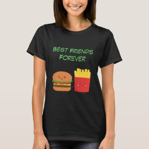 Camiseta Kawaii Burger y papas fritas que son mejores amigo
