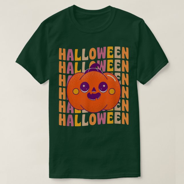 Camiseta Kawaii Calabaza 70's Hallowe estilo retro vintage (Diseño del anverso)