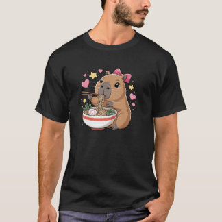 Camiseta Kawaii Capybara Ramen Cute Capy Lover Niños Alimen