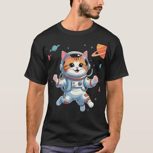 Camiseta Kawaii Cat Astronaut - Cute Space Kitty (Anverso)