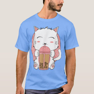 Camiseta Kawaii Cat Boba burbuja de té Chicas de anime japo