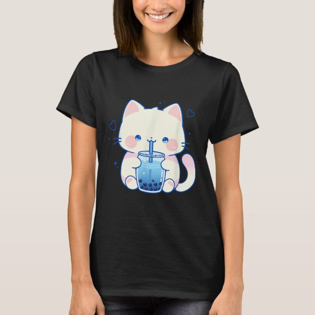 Camiseta Kawaii Cat Boba Japanese Cute Aesthetic Anime Girl (Anverso)