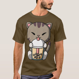 Camiseta Kawaii Cat Boba Leche Té Bubble Tea Anime Premium