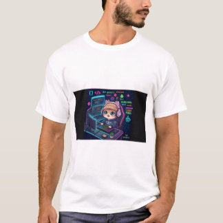 Camiseta Kawaii Cat Coder | Programadora Neon Ador