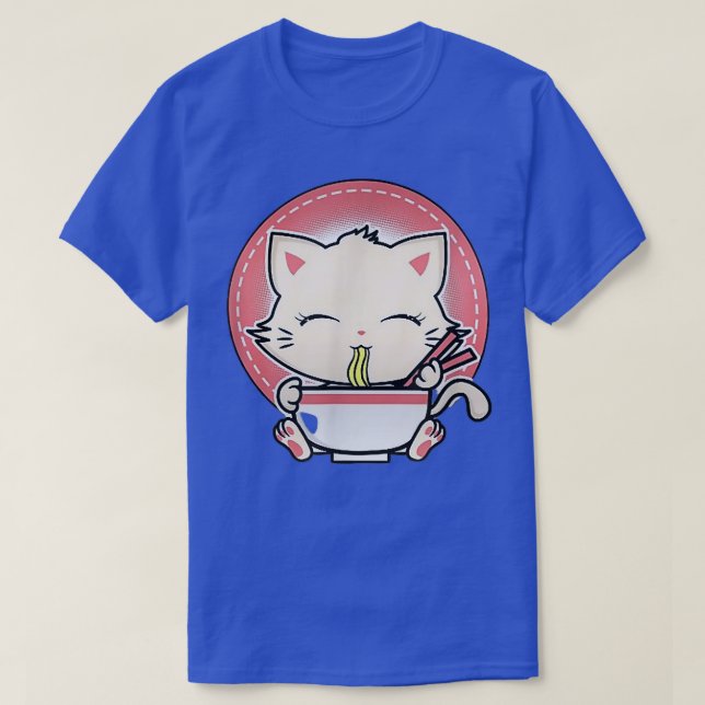 Camiseta Kawaii Cat Cute Anime Otaku Japonés Ramen Noodles (Diseño del anverso)