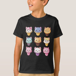 Camiseta Kawaii Cat Helado Crema de Hielo Dulce Amante de C