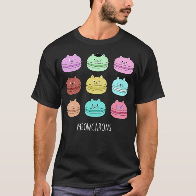 Camiseta Kawaii Cat Macarons Meowcarons - For Baking Girlfr (Anverso)