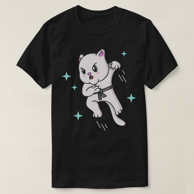 Camiseta Kawaii Cat Ninja Kitten Fighter Karate (Diseño del anverso)
