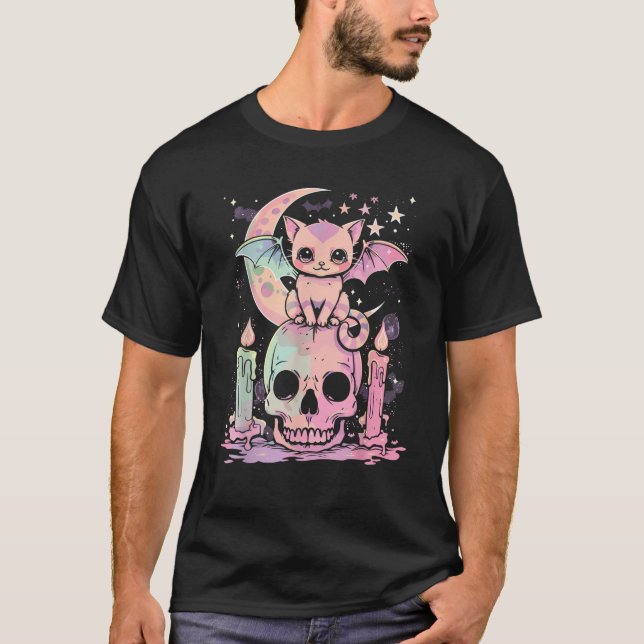 Camiseta Kawaii Cat Pastel Gótico Cute Creepy Kawaii Anime  (Anverso)