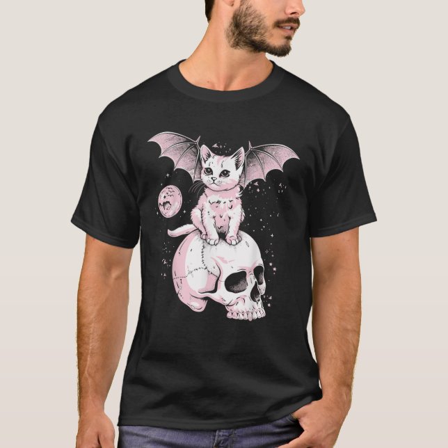 Camiseta Kawaii Cat Pastel Gótico Cute Creepy Kawaii Anime  (Anverso)