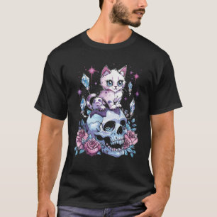 Camiseta Kawaii Cat Pastel Gótico Cute Creepy Kawaii Anime 