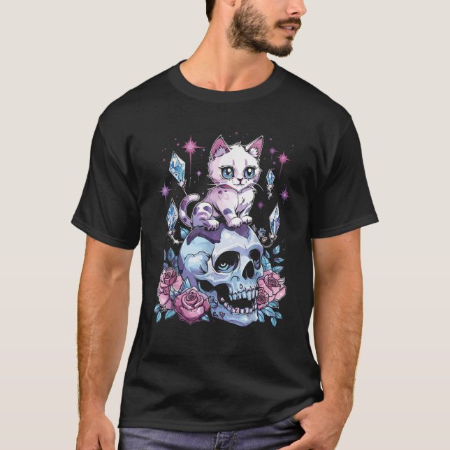 Camiseta Kawaii Cat Pastel Gótico Cute Creepy Kawaii Anime  (Anverso)