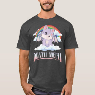 Camiseta Kawaii Cat Pastel Gótico Muerte Metalizado