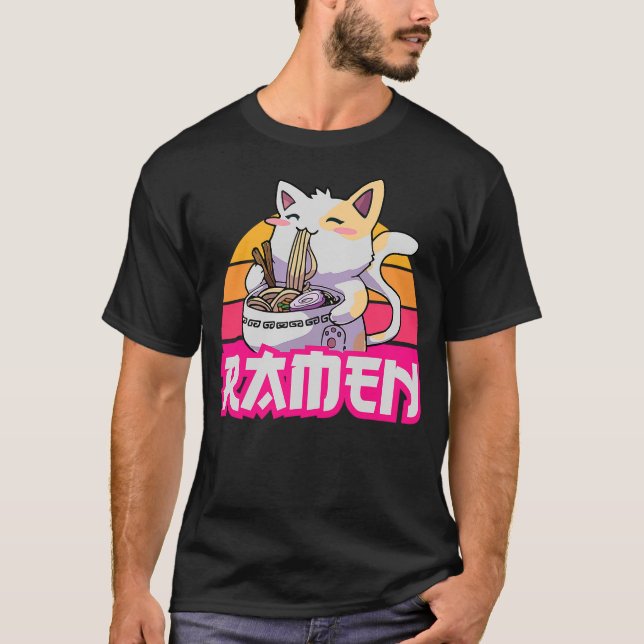 Camiseta Kawaii Cat Ramen - Anime Neko (Anverso)