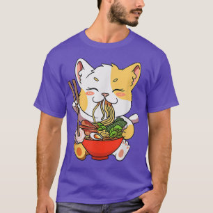 Camiseta Kawaii Cat Ramen Bowl Anime Japanese Noodles Girls