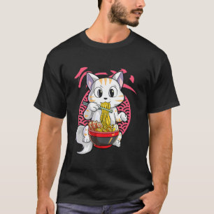 Camiseta Kawaii Cat Ramen Lover Noodle Japonés Anime Neko
