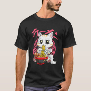 Camiseta Kawaii Cat Ramen Lover Noodle Japonés Anime Neko