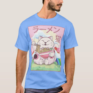 Camiseta Kawaii Cat Ramen Noodles Estéticos Japoneses