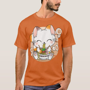 Camiseta Kawaii Cat Ramen Noodles Otaku Japonés Anime Neko