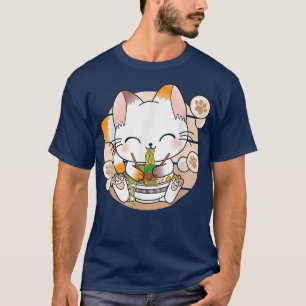 Camiseta Kawaii Cat Ramen Noodles Otaku Japonés Anime Neko