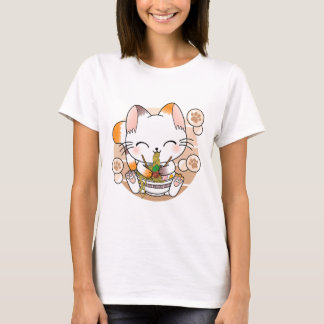 Camiseta Kawaii Cat Ramen Noodles Otaku Japonés Anime Neko