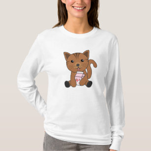 Camiseta Kawaii Cat Retro Leche de fresa japonesa