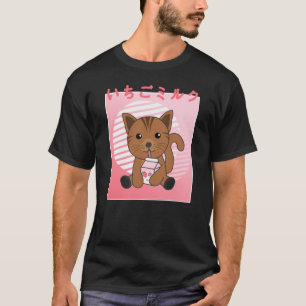 Camiseta Kawaii Cat Retro Leche de fresa japonesa