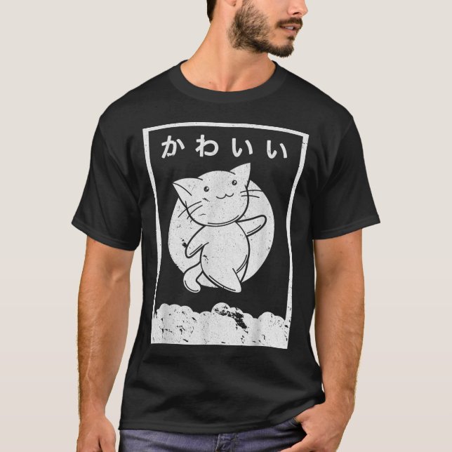 Camiseta Kawaii Cat Shirt. Anime estilo retro (Anverso)