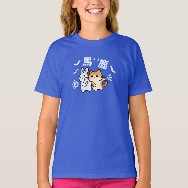 Camiseta Kawaii cat slaping baka (Anverso)