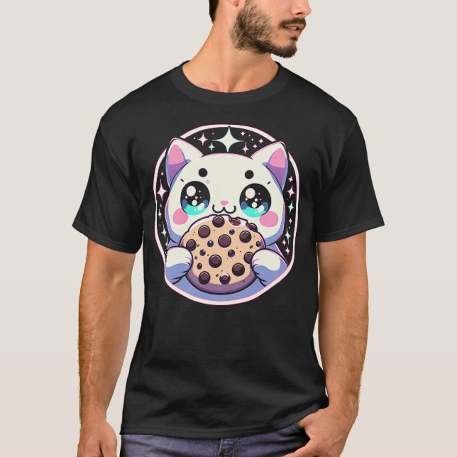 Camiseta Kawaii Cat with Chocolate Chip Cookie (Anverso)