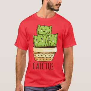 Camiseta Kawaii Catctus Cactus Suculents Kittens Cat Cacti