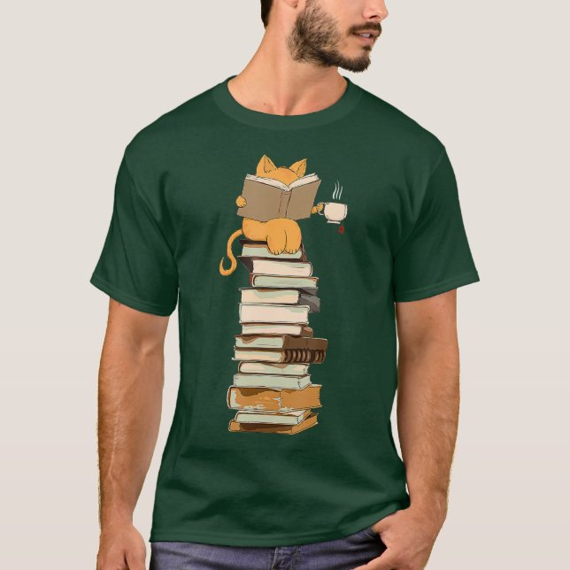 Camiseta Kawaii Cats Libros Regalo de Té (Anverso)