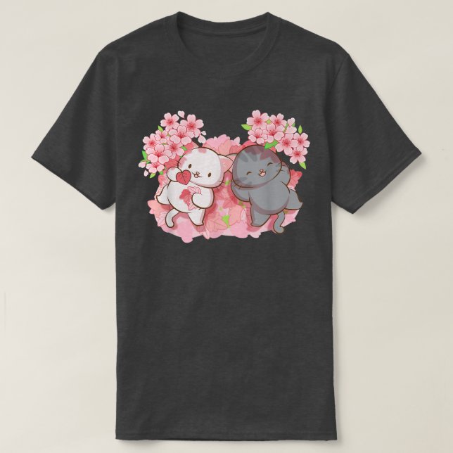 Camiseta Kawaii Cats under Cherry Blossom Trees Japanese Sa (Diseño del anverso)