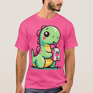 Camiseta Kawaii Chibi Brachiosaurus Dinosaur Draw Straw
