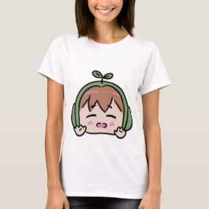 Camiseta Kawaii Chibi Cabeza de hoja Cubierta cara Tote Bol