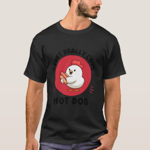 Camiseta Kawaii Chicken Hot Dog Lover Me Encanta Realmente