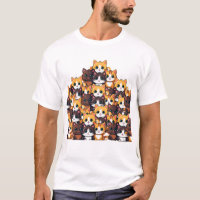Camiseta Kawaii Colorful Cat Pattern