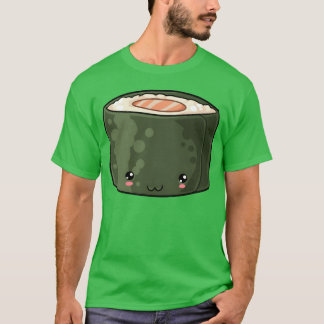 Camiseta Kawaii Comida Salmón Rollo Estilo Japonés retro