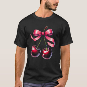 Camiseta Kawaii Coquette Bow Cherries Tee