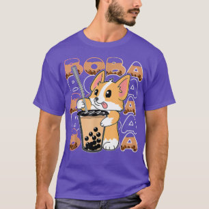 Camiseta Kawaii Corgi Dog Bubble Tea Boba Anime Neko Japane